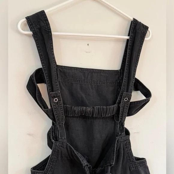 Anthropologie Pilcro  Women’s Medium Denim Black Overalls Mini Dress Boho Jean - Picture 9 of 12